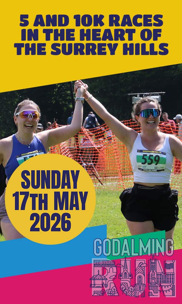 The Godalming Run&nbsp;-&nbsp;5k & 10k races through the streets of Godalming and off road among the Surrey Hills, including the grounds of Charterhouse public school. Plus a great Family Fun Run for kids and families.
